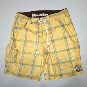 Katin Retro Board Shorts Mens 34 Red Blue Swim Trunks USA Surf Adult